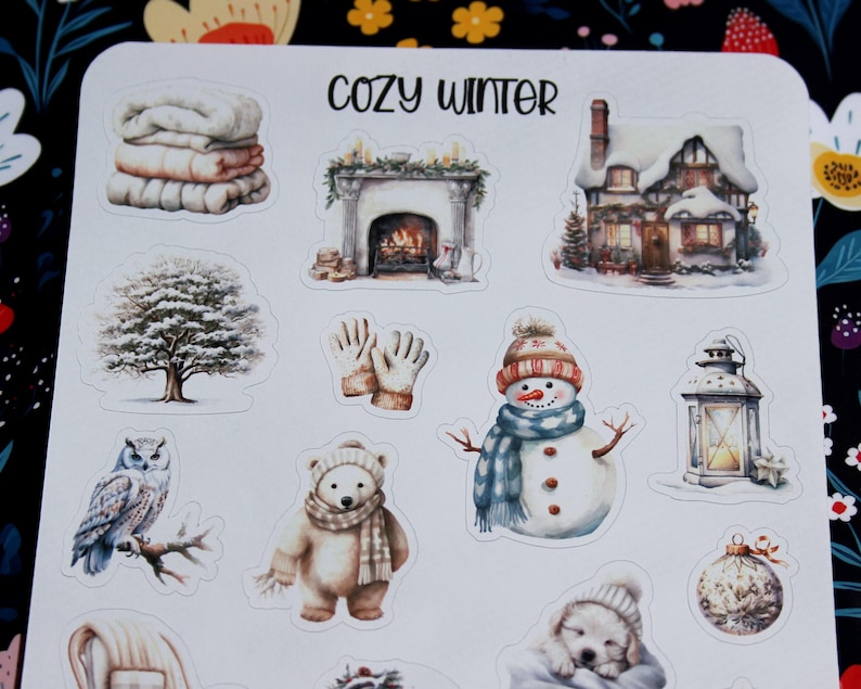 Cozy Winter Sticker Sheet, Winter Sticker Set, December Planner