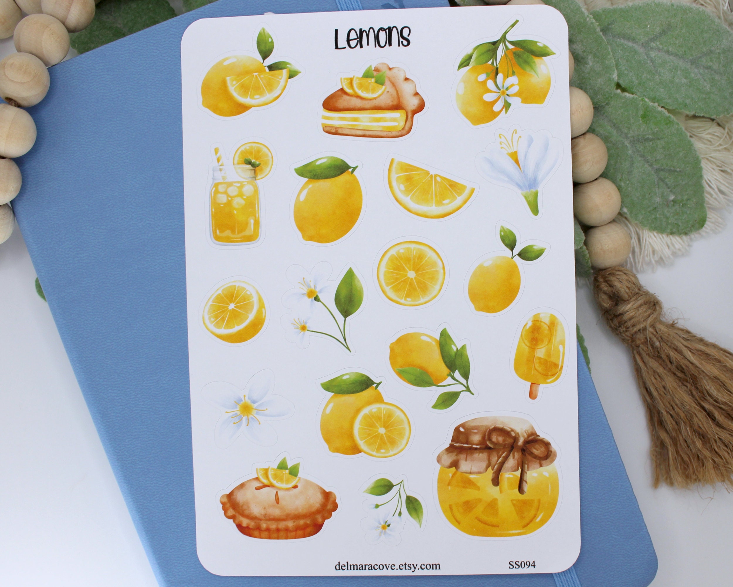 Lemon Sticker Sheet, Sticker Sheet, Lemon Stickers, Planner Stickers ...