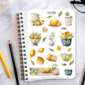 Lemon Sticker Sheet, Lemon stickers, planner stickers, journaling stickers, scrapbook, bullet journal stickers