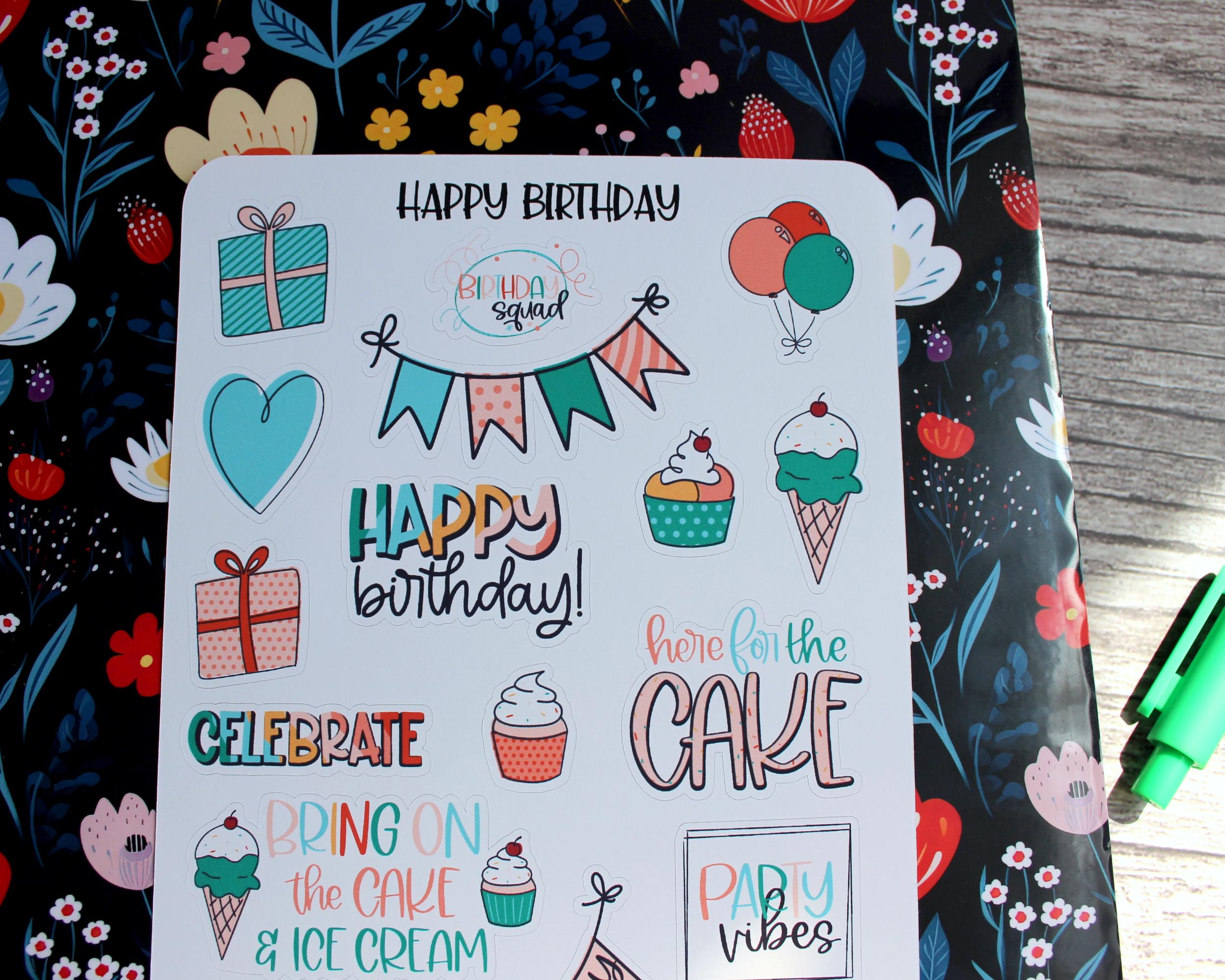 Happy Birthday Sticker Sheet, Birthday Stickers Great for Planners ...