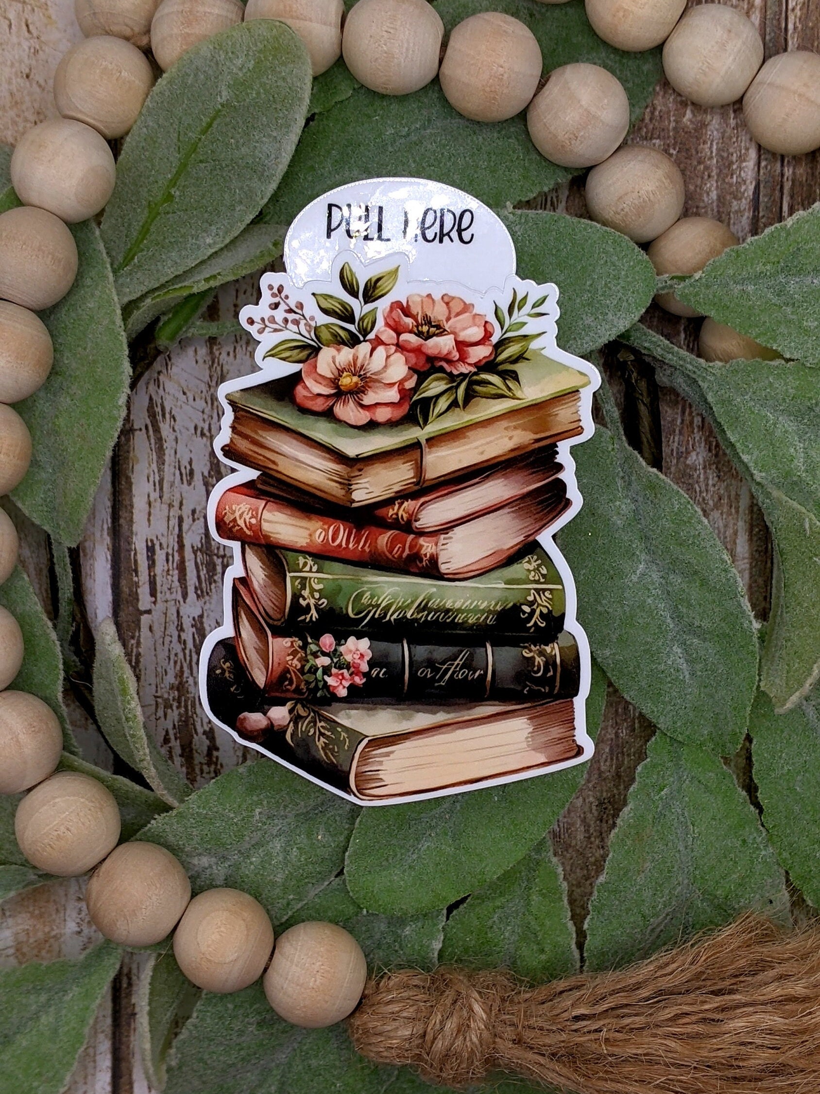 Book Sticker, Flowers With Book Sticker, Cottagecore Sticker, Stack of ...