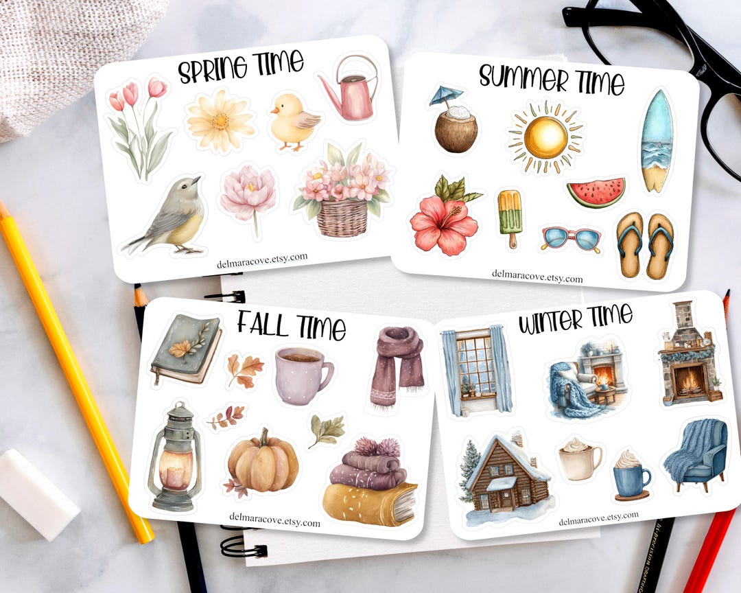 Seasonal Mini Sticker Sheets, Summer Beach Stickers, Fall Planner Decor ...