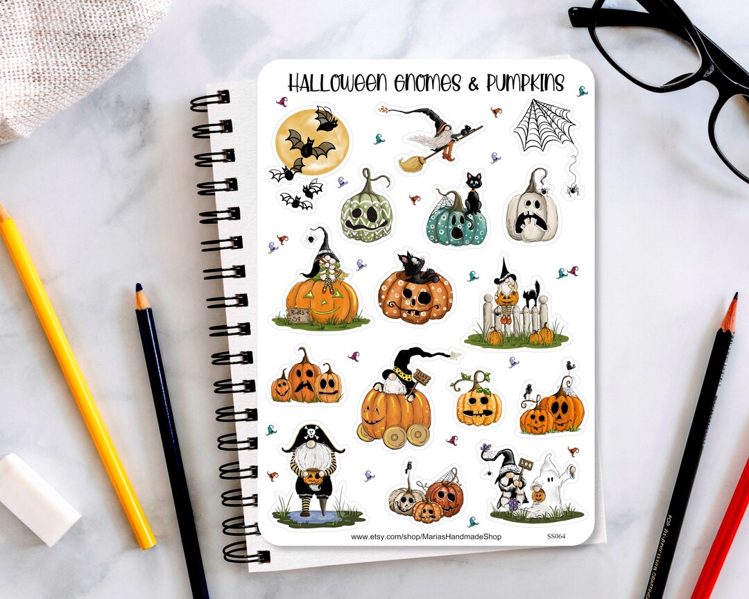 Halloween Gnomes & Pumpkins Sticker Sheet: Planner Stickers - Etsy