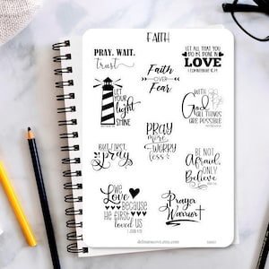 Faith Sticker Sheet, Christian quote stickers, bible verse stickers, planner stickers, bullet journaling  stickers, bible journal