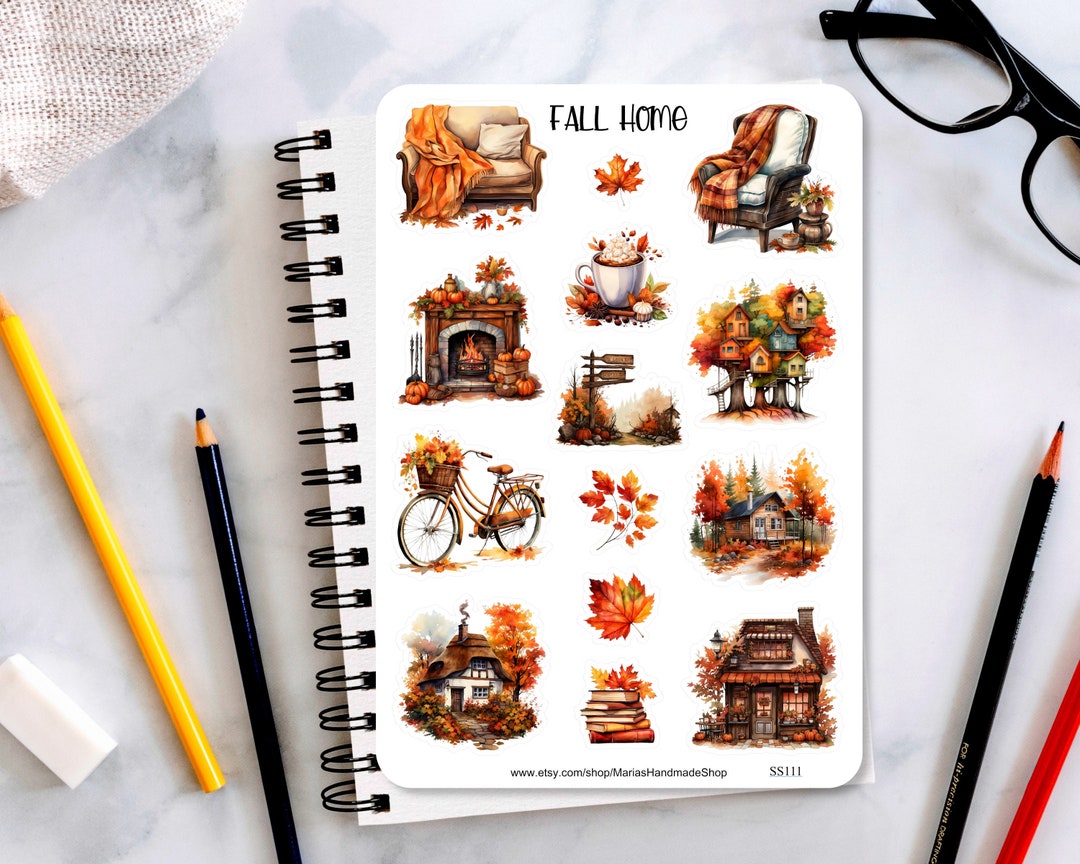 Fall Home Sticker Sheet, Autumn Color Stickers, Fall Cozy Stickers ...