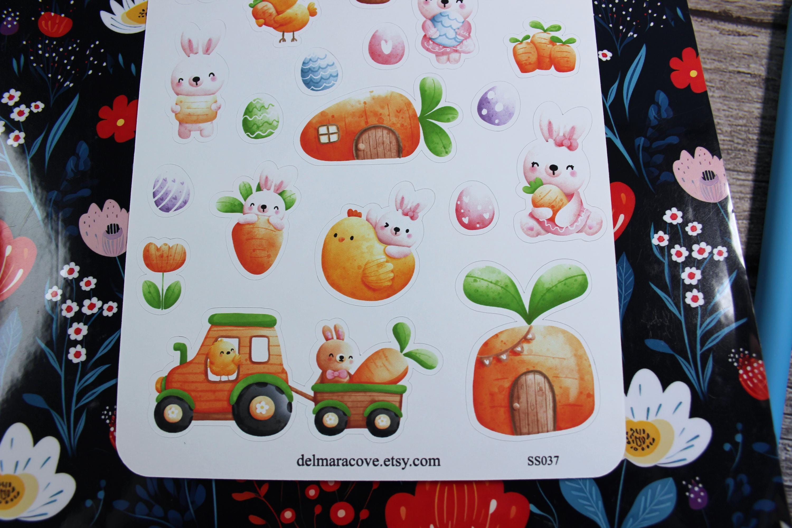 Easter Bunny and Chick Sticker Sheet, Spring Planner Stickers ...