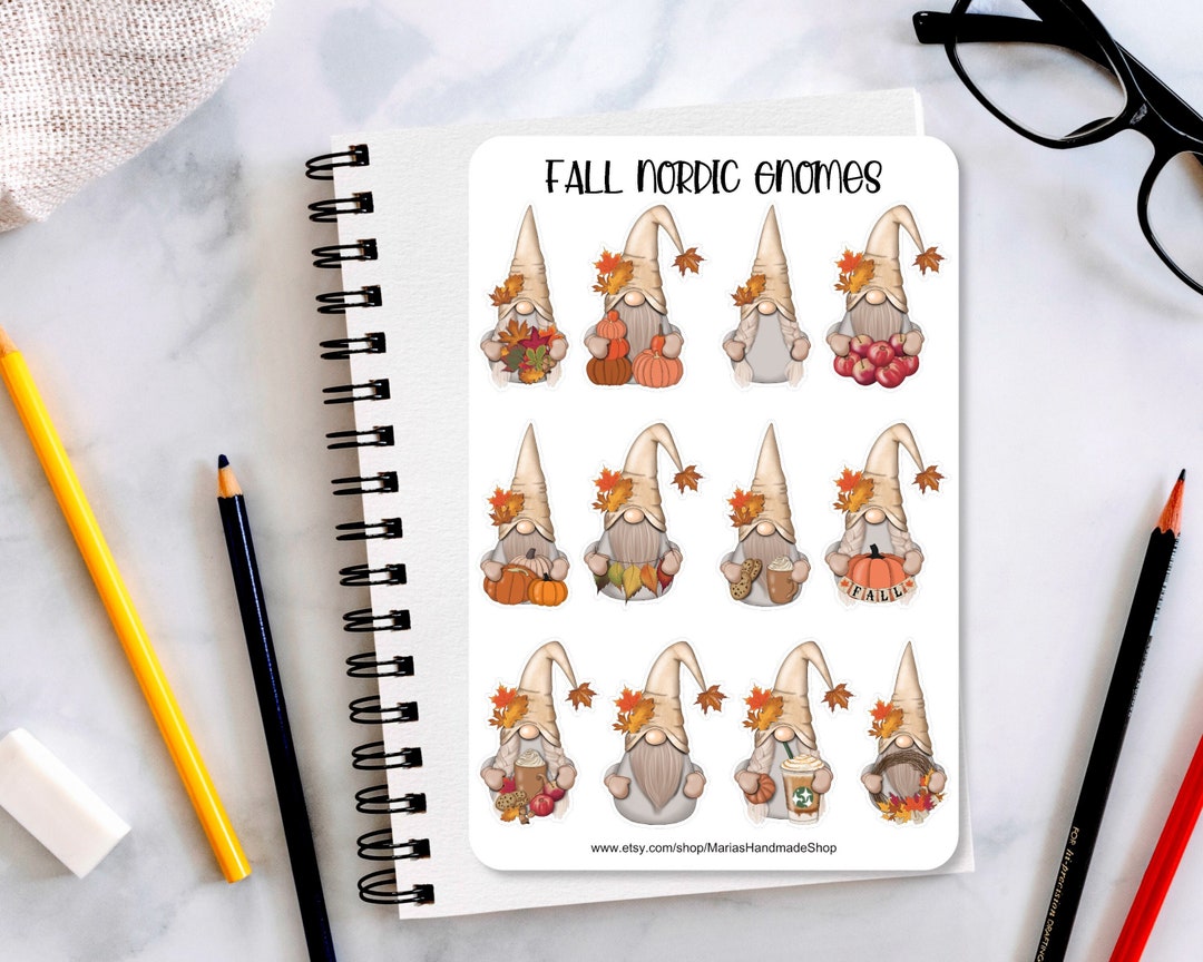 Fall Nordic Gnome Sticker Sheet, Fall Gnome Stickers, Fall Stickers ...