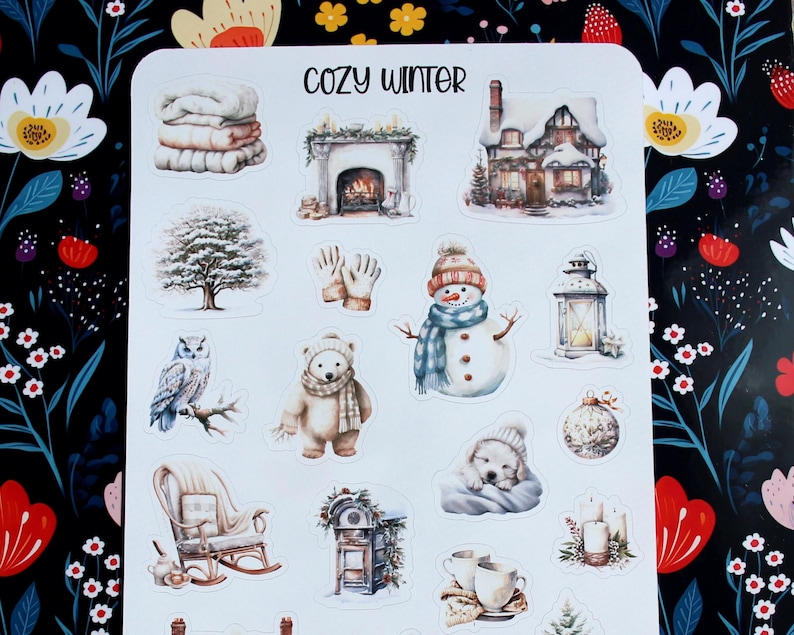 Cozy Winter Sticker Sheet, Winter Sticker Set, December Planner