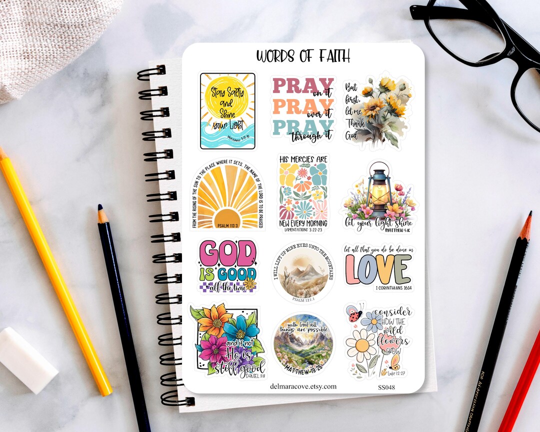 Floral Christian Sticker Sheet: Bible Verse Planner Stickers - Etsy