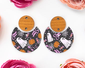 Cute Halloween Earring Blanks, Bow Ghosts Circle Drop Acrylic Earrings Blank, Fall Earring Supplies, Acrylic DIY Handmade Jewelry Supplies