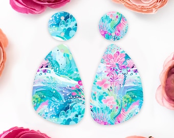 Ocean Teardrop Acrylic Earrings Blanks, Summer Earring Supplies, Acrylic DIY Handmade Jewelry Supplies