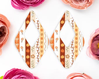 Fall Stripes Diamond Teardrop Acrylic Earrings Blanks, Pumpkin Earring Supplies, Acrylic DIY Handmade Jewelry Supplies