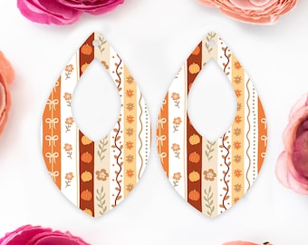 Fall Stripes Diamond Teardrop Acrylic Earrings Blanks, Pumpkin Earring Supplies, Acrylic DIY Handmade Jewelry Supplies