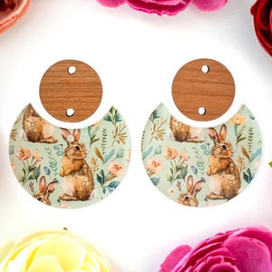Easter Bunny Acrylic Earring Blanks, Circle Drop Acrylic Earrings Blanks, Easter Earring Findings, DIY Handmade Jewelry Supplies