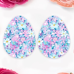 Pastel Floral Egg Earring Blanks, DIY Earring Blanks, Easter Earring Supplies, Jewelry Findings, Jewelry Making Supplies