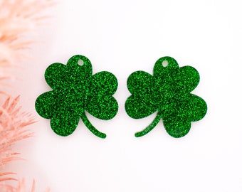 Shamrock Earring Blanks, Glitter St Patrick's Day Acrylic Jewelry Findings, DIY Earrings, St Paddy's Day, Earring Making Supplies