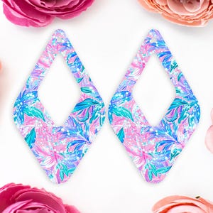Pearls & Flowers Teardrop Acrylic Earrings Blanks, Spring Flower Earring Supplies, Acrylic DIY Handmade Jewelry Supplies, Floral Earring