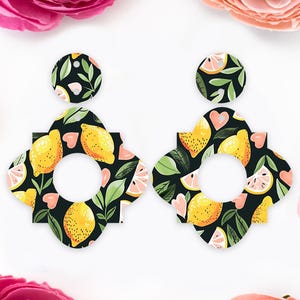Lemon Geometric Acrylic Earrings Blanks, Handmade Jewelry Supplies, DIY Earrings, Earring Components, Earring Findings