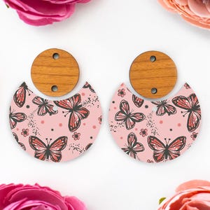 Boho Butterfly Circle Drop Acrylic Earrings Blanks, Abstract Earring Supplies, Wood DIY Handmade Jewelry Supplies, Acrylic Earring Pieces