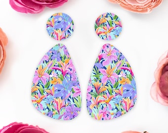Lilies Teardrop Acrylic Earrings Blanks, Summer Earring Supplies, Acrylic DIY Handmade Jewelry Supplies