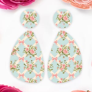 Vintage Flowers Teardrop Acrylic Earrings Blanks, Summer Earring Supplies, Acrylic DIY Handmade Jewelry Supplies
