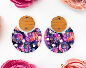 Dark Bow Pumpkins Earring Blanks, Fall Circle Drop Acrylic Earrings Blank, Fall Earring Supplies, Acrylic DIY Handmade Jewelry Supplies