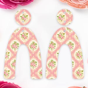 Pink Vintage Flowers Arch Acrylic Earrings Blanks, Summer Flower Earring Supplies, Acrylic DIY Handmade Jewelry Supplies