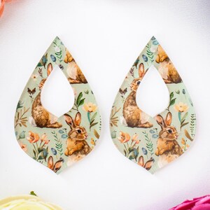 Easter Bunny Teardrop Acrylic Earrings Blanks, Easter Earring Supplies, Acrylic DIY Handmade Jewelry Supplies