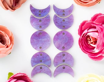 Moon Phases Earring Findings, Purple Earring Blanks, DIY Earrings, Boho Jewelry Findings, Acrylic Earring Blanks, Jewelry Findings