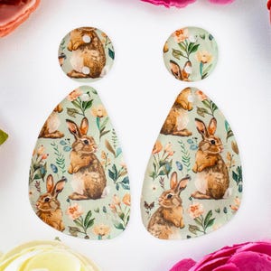 Easter Bunny Teardrop Acrylic Earrings Blanks, Easter Earring Supplies, Acrylic DIY Handmade Jewelry Supplies