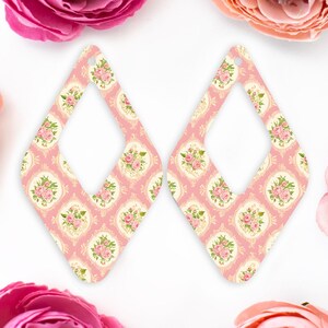 Pink Vintage Flowers Teardrop Acrylic Earrings Blanks, Boho Spring Flower Earring Supplies, Acrylic DIY Handmade Jewelry Supplies
