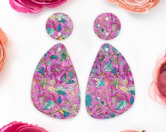 Ornate Flowers Teardrop Acrylic Earrings Blanks, Summer Earring Supplies, Acrylic DIY Handmade Jewelry Supplies