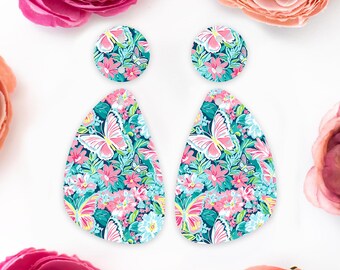 Butterfly Pastel Teardrop Acrylic Earrings Blanks, Boho Summer Earring Supplies, Acrylic DIY Handmade Jewelry Supplies
