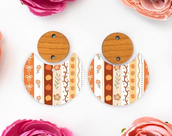 Fall Stripes Earring Blanks, Pumpkin Circle Drop Acrylic Earrings Blank, Fall Earring Supplies, Acrylic DIY Handmade Jewelry Supplies