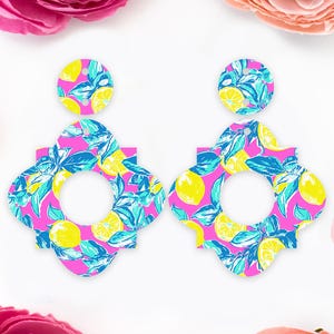 Preppy Lemon Geometric Acrylic Earrings Blanks, Handmade Jewelry Supplies, DIY Earrings, Earring Components, Earring Findings