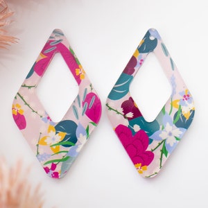 Floral Teardrop Acrylic Earrings Blanks, Boho Spring Flower Earring Supplies, Acrylic DIY Handmade Jewelry Supplies, Spring Floral Earring