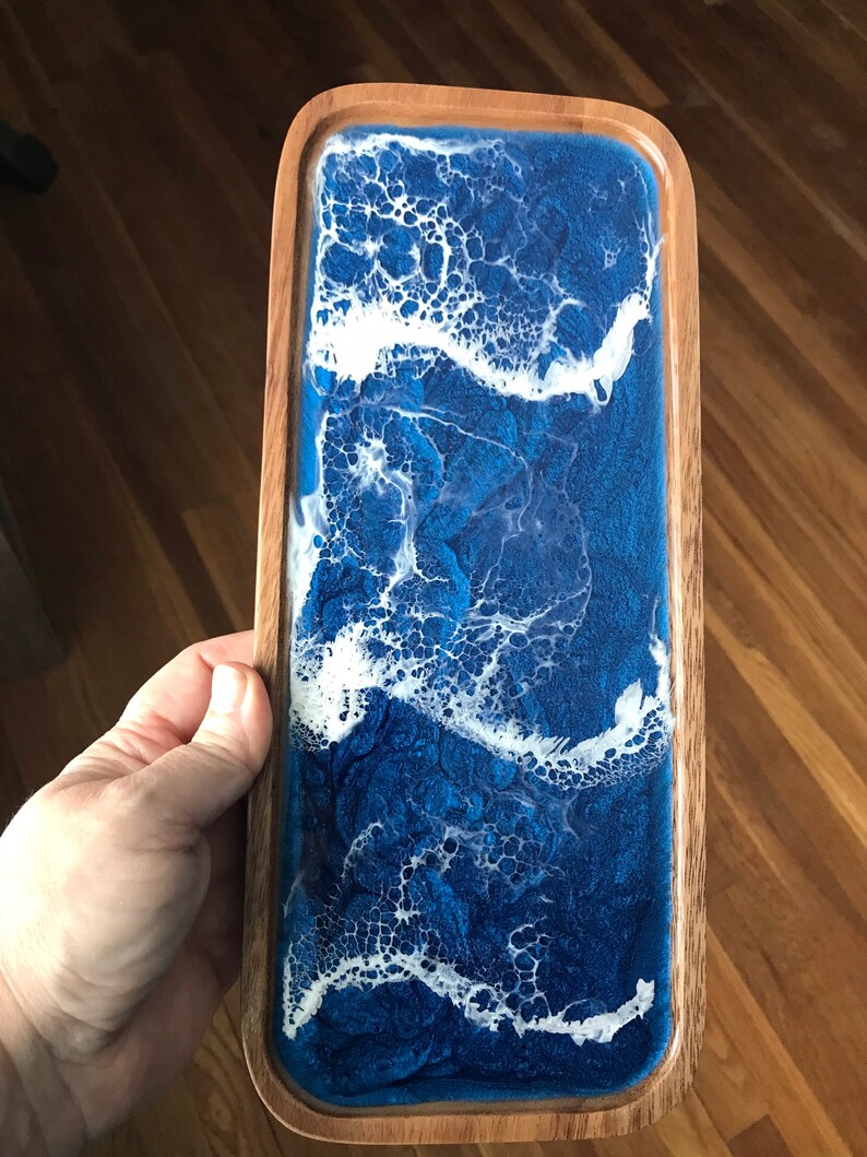 Jewelry Dish|Trinket Dish|Wood|Beach|Ocean|Resin Art|Tray|crystal display|crystal holder