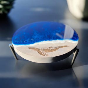 Wood cake stand|candle display|vase display|resin art|wedding||laser engraved|whale