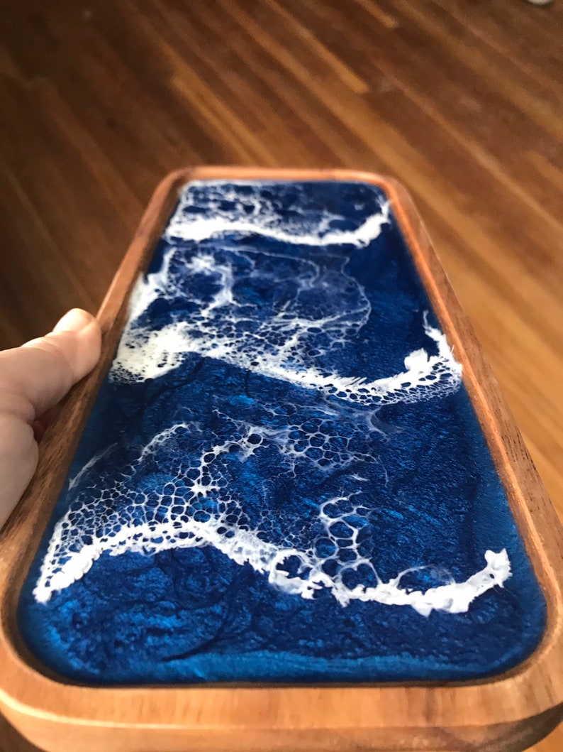 Jewelry Dish|Trinket Dish|Wood|Beach|Ocean|Resin Art|Tray|crystal display|crystal holder