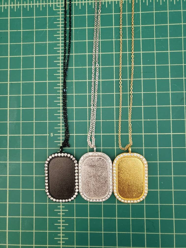 Sublimation Blank Necklace, Sublimation Bling Dog Tag Necklace, Gold