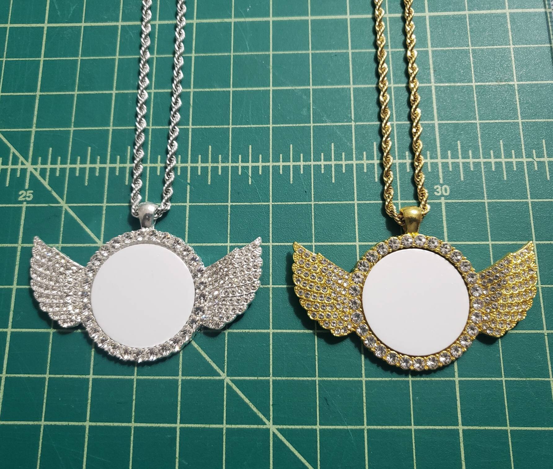 Sublimation Blank Angel Wing Necklace, Diamond Bling Blank Sublimation