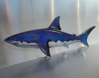 Great white shark fish metal wall art fish decor custom art work steel or aluminum
