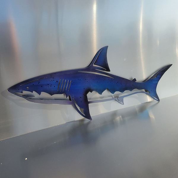 Great white shark fish metal wall art fish decor custom art work steel or aluminum