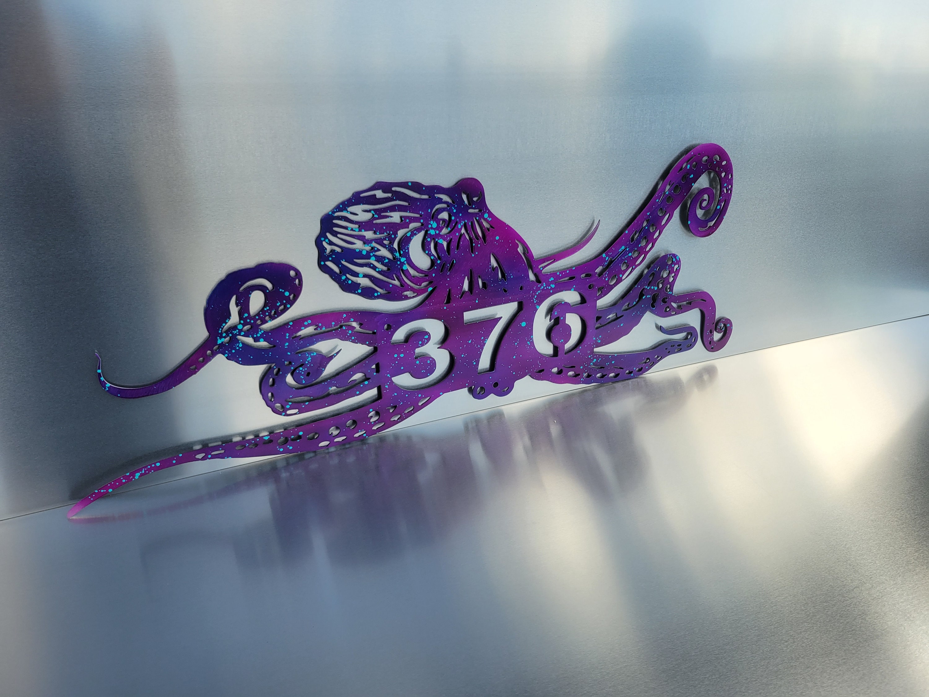 Octopus Monogram Sign Housenumber Metal Wall Art Fish Decor Custom Art ...