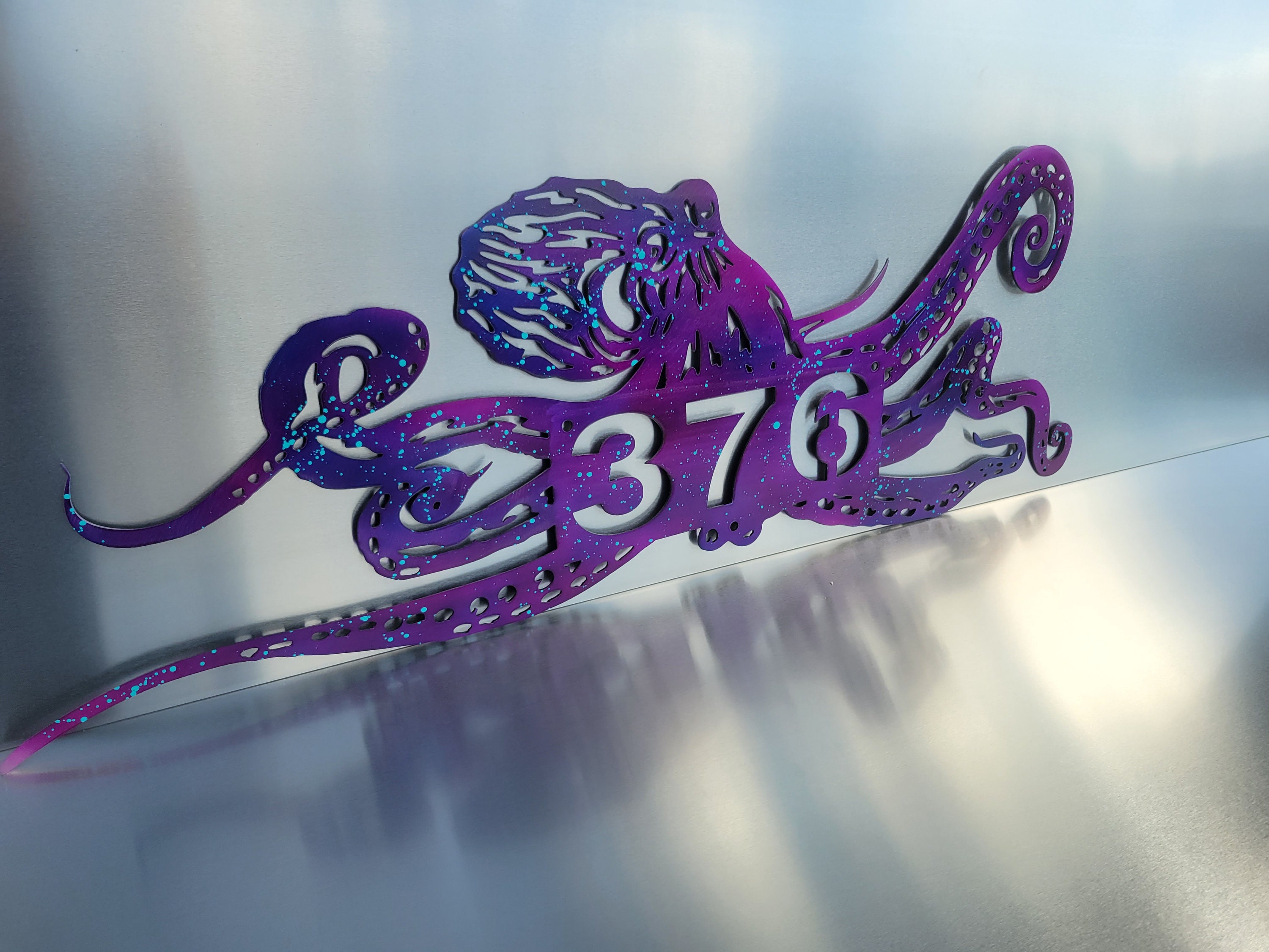 Octopus Monogram Sign Housenumber Metal Wall Art Fish Decor Custom Art ...