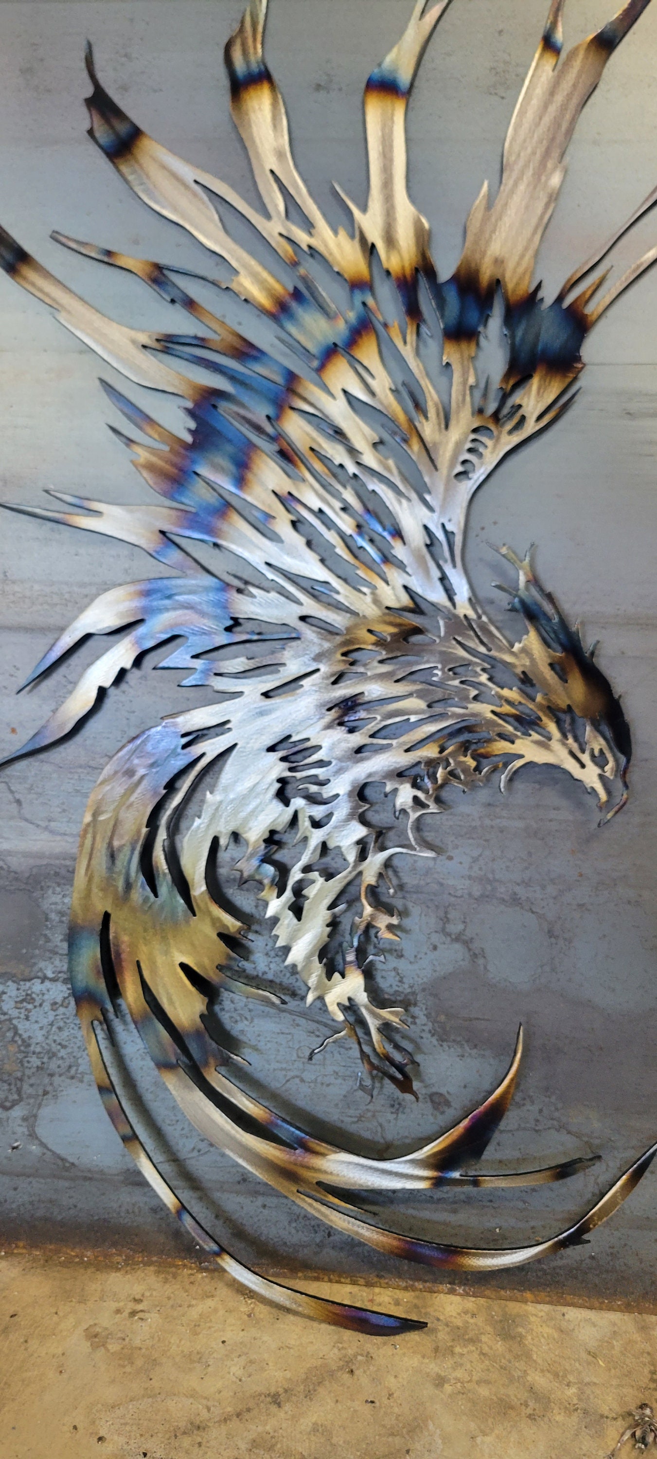 Metal Eagle Sculpture on Stand