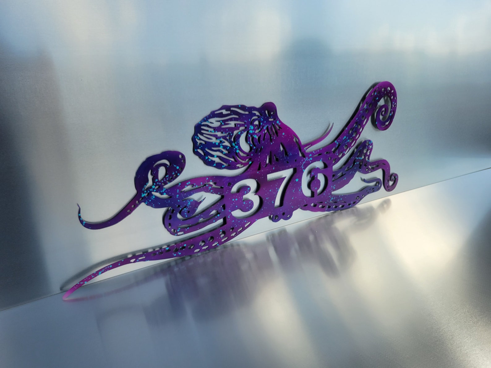 Octopus Monogram Sign Housenumber Metal Wall Art Fish Decor - Etsy