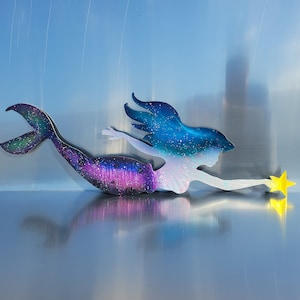 Mermaid fish metal wall art fish decor custom art work steel or aluminum