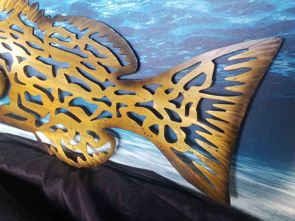 Grouper Fish Metal Wall Art: Custom Steel Decor - Etsy