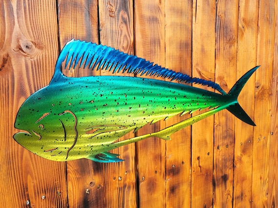 Mahi Mahi Cow Dolphin Dorado Fish Metal Wall Art Fish Decor Custom Art Work  Steel or Aluminum 